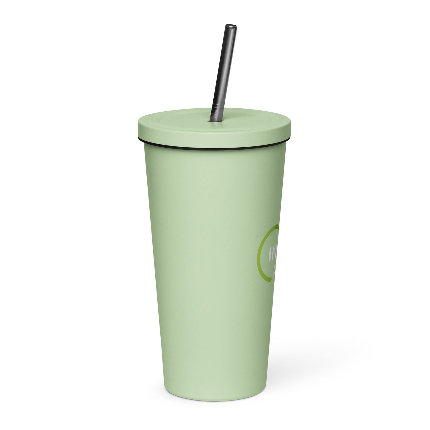 Insulated tumbler with a straw (White Lettering)