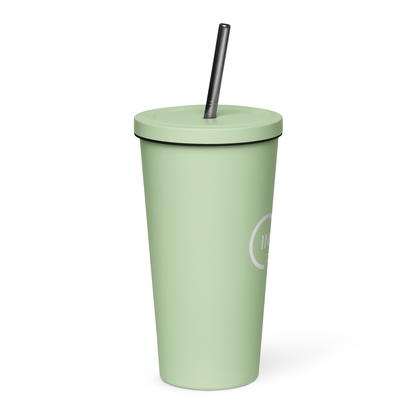 Insulated tumbler with a straw (White Lettering)