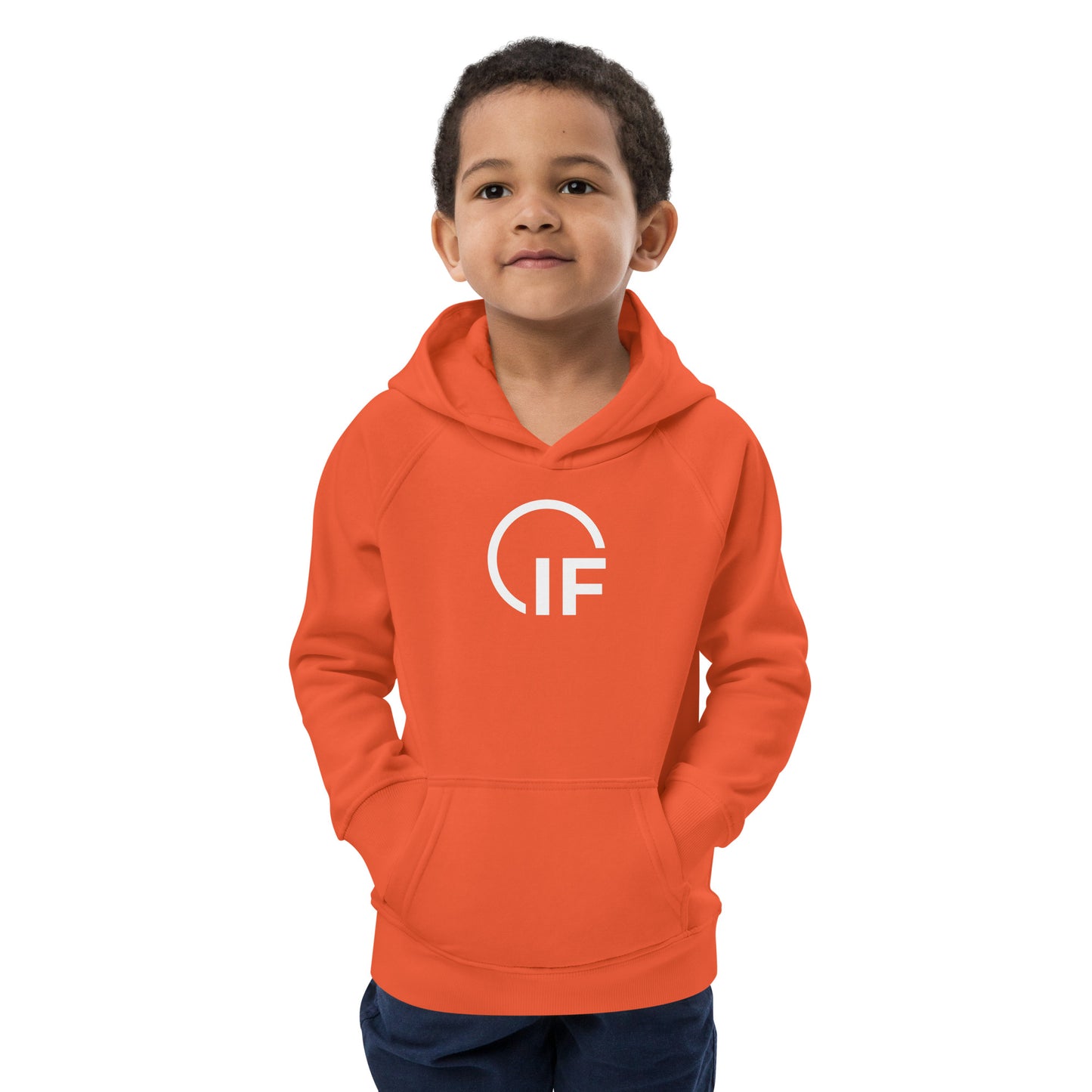 IF Kids eco hoodie (Large Chest Logo-White)