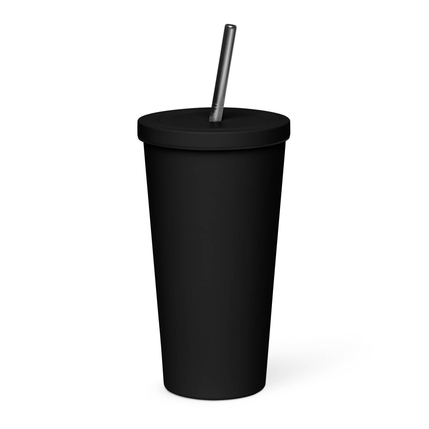 Insulated tumbler with a straw (White Lettering)