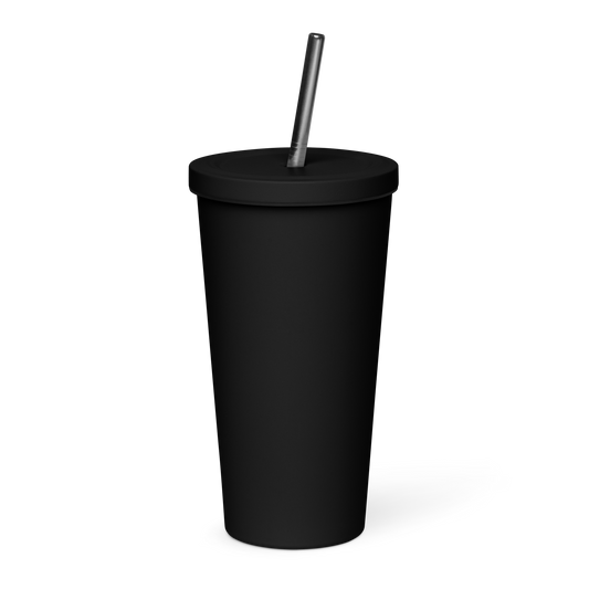 Insulated tumbler with a straw (White Lettering)