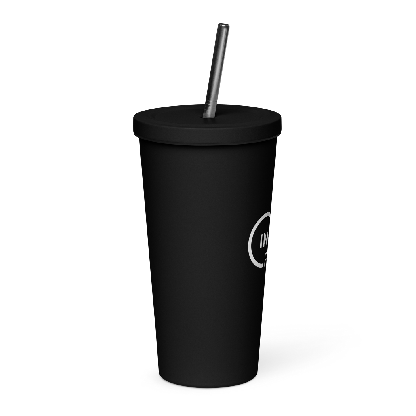 Insulated tumbler with a straw (White Lettering)