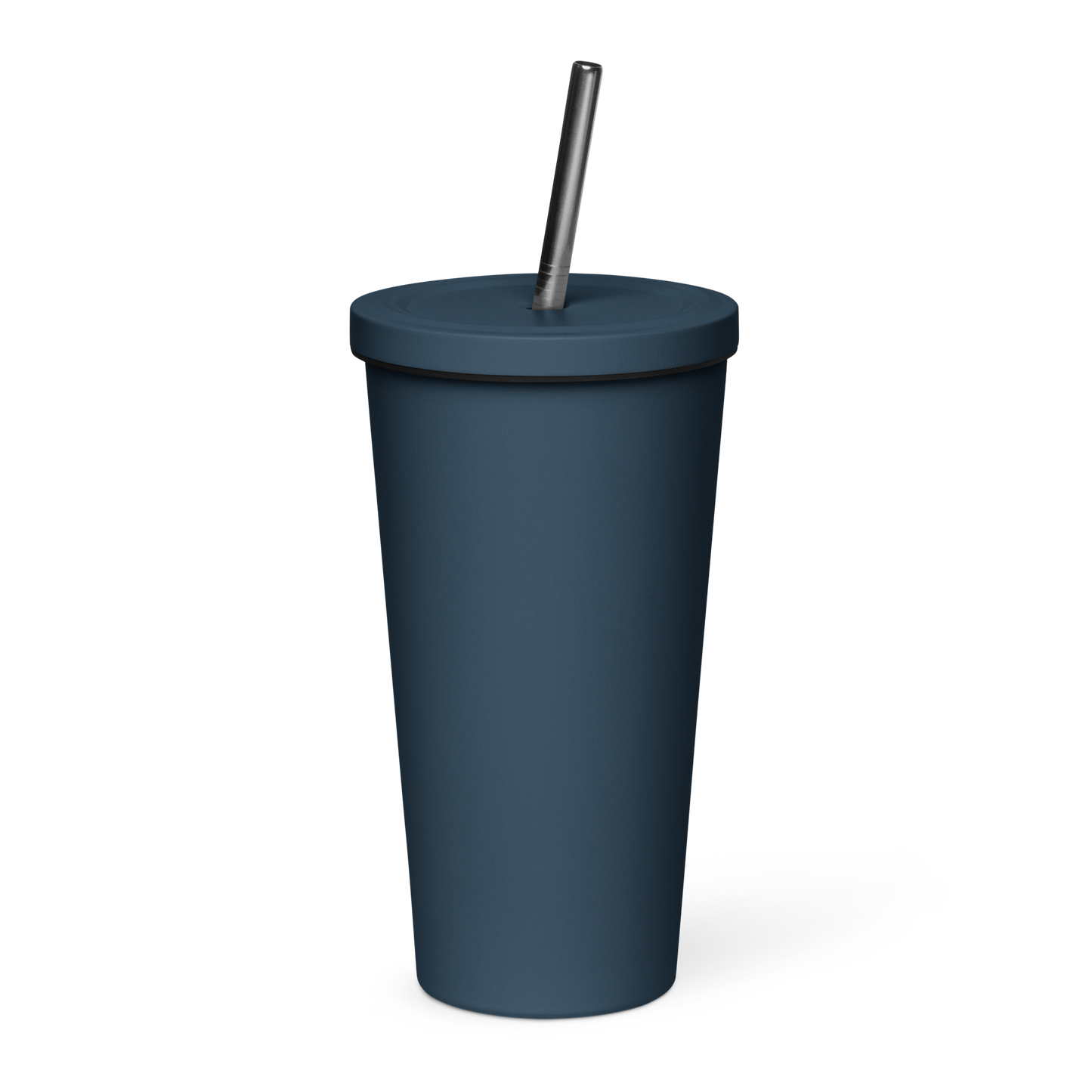 Insulated tumbler with a straw (White Lettering)