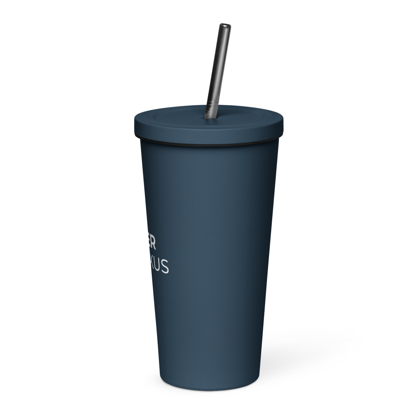 Insulated tumbler with a straw (White Lettering)