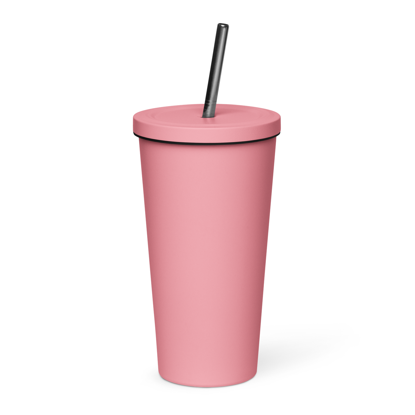 Insulated tumbler with a straw (White Lettering)