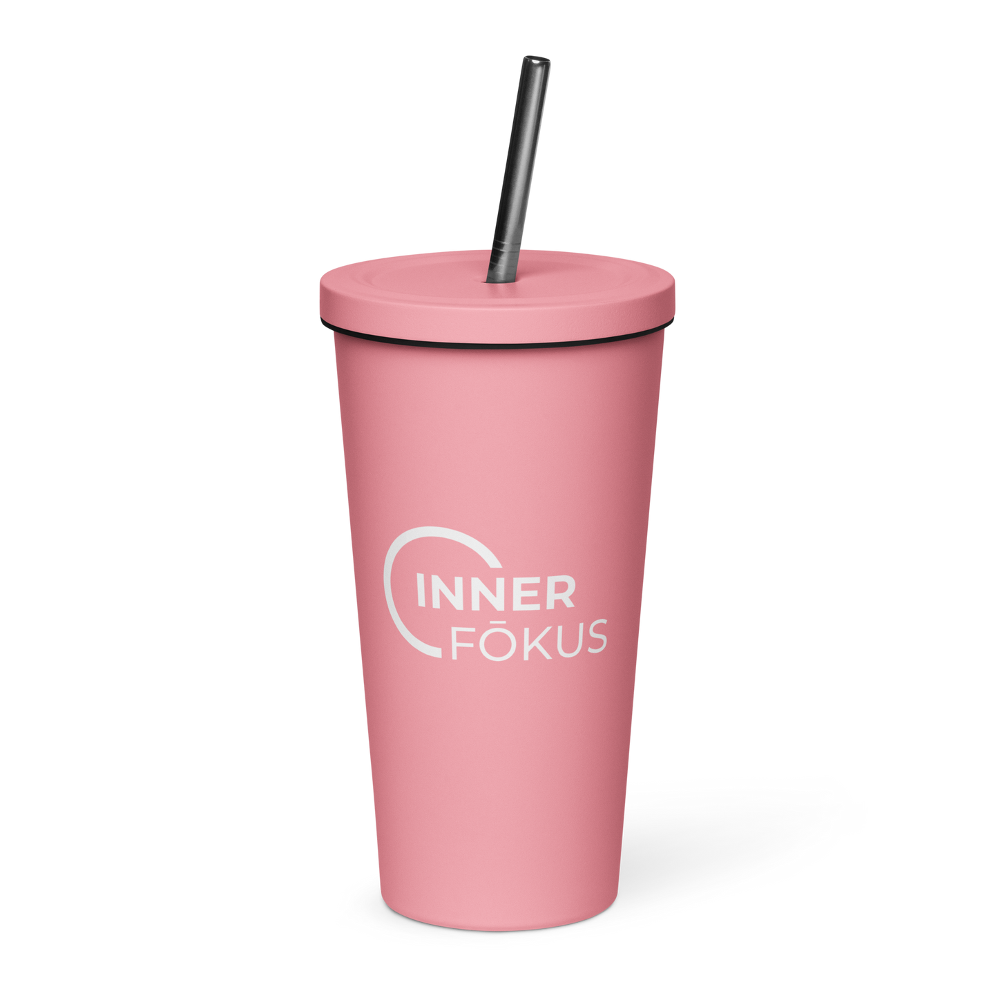 Insulated tumbler with a straw (White Lettering)