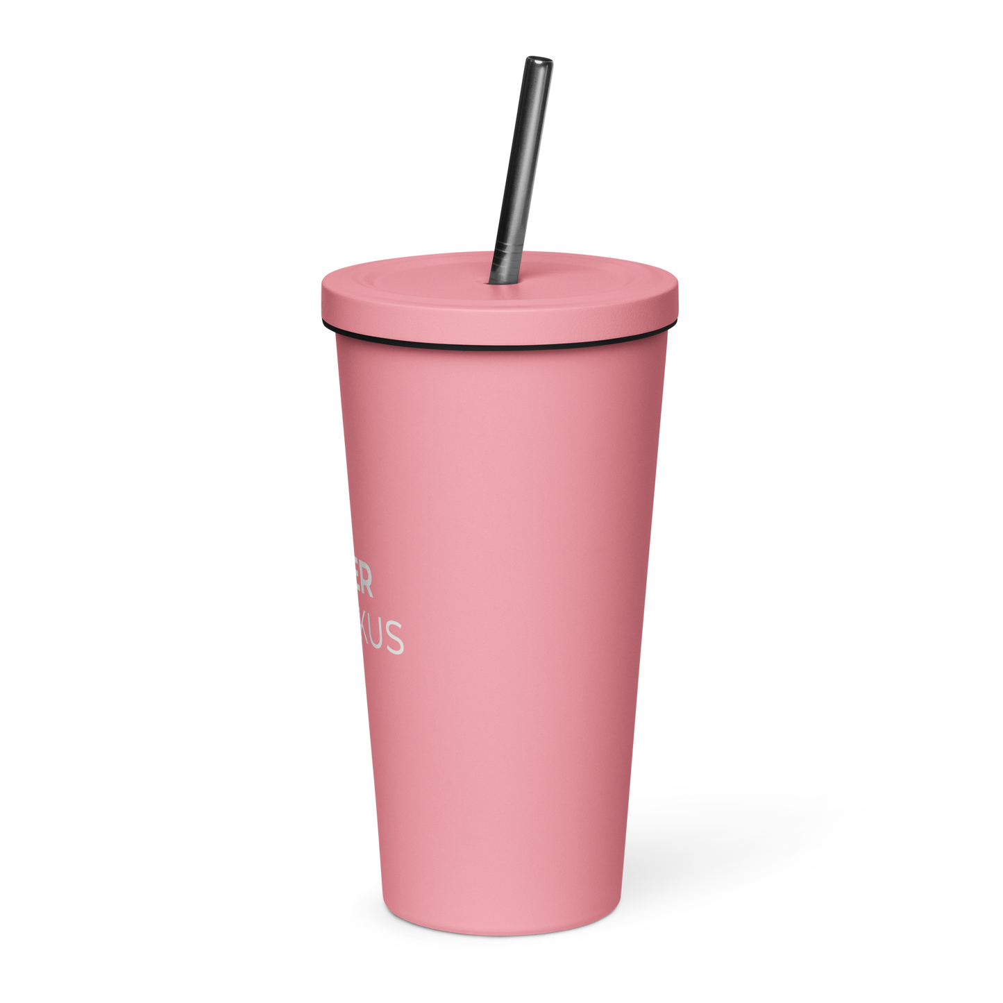 Insulated tumbler with a straw (White Lettering)