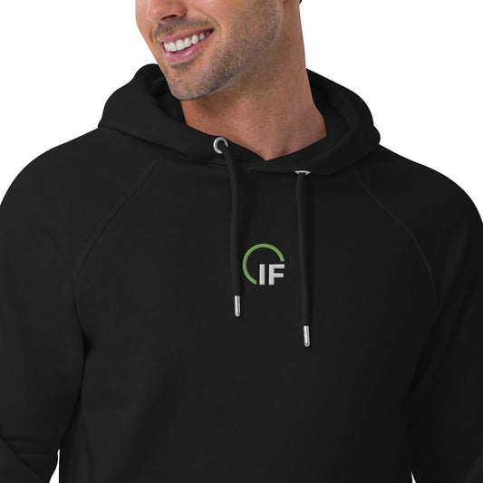 IF Embroidered Unisex eco raglan hoodie (Green & White Logo)