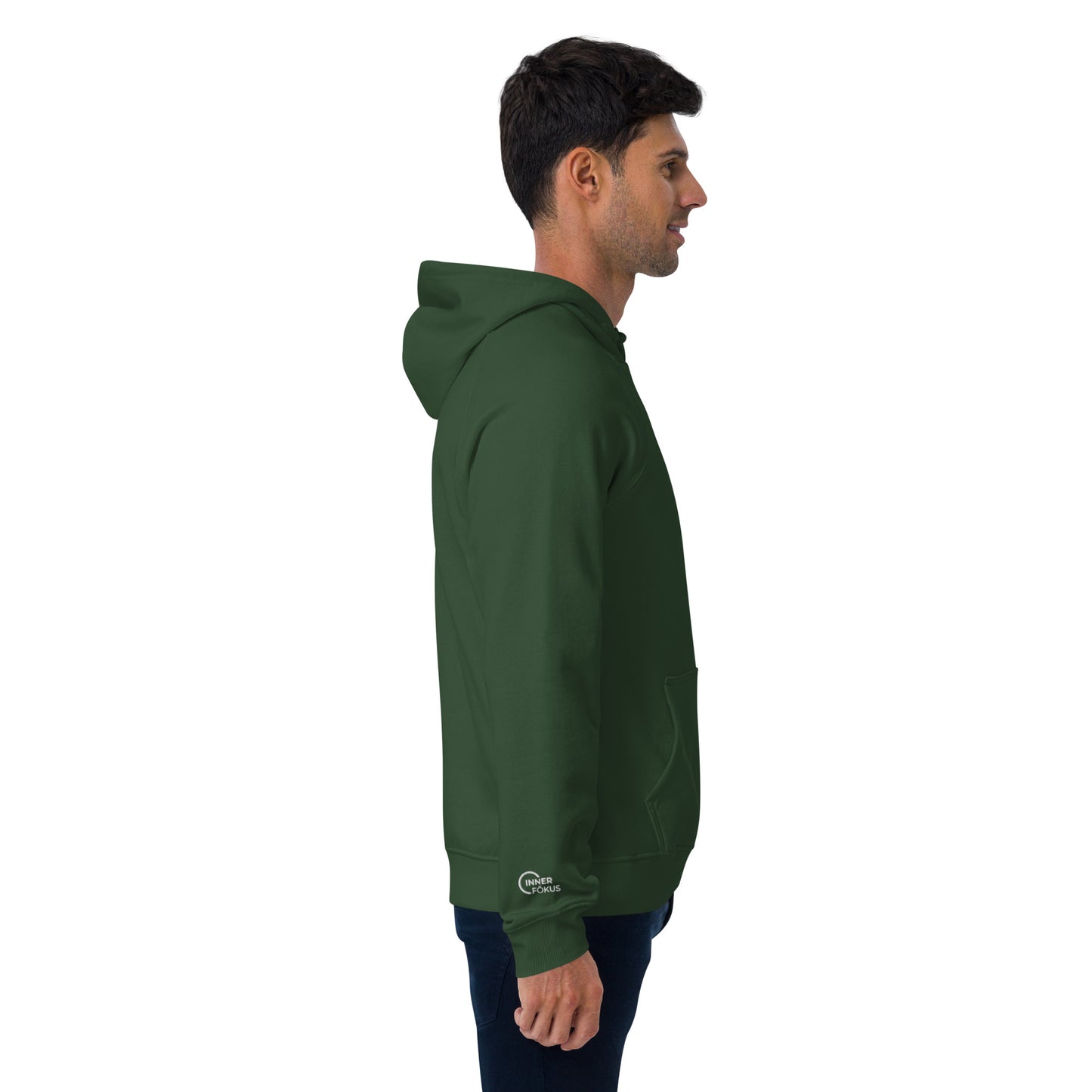 Unisex eco raglan hoodie  (Large Embroidered IF Chest Logo - White Thread)
