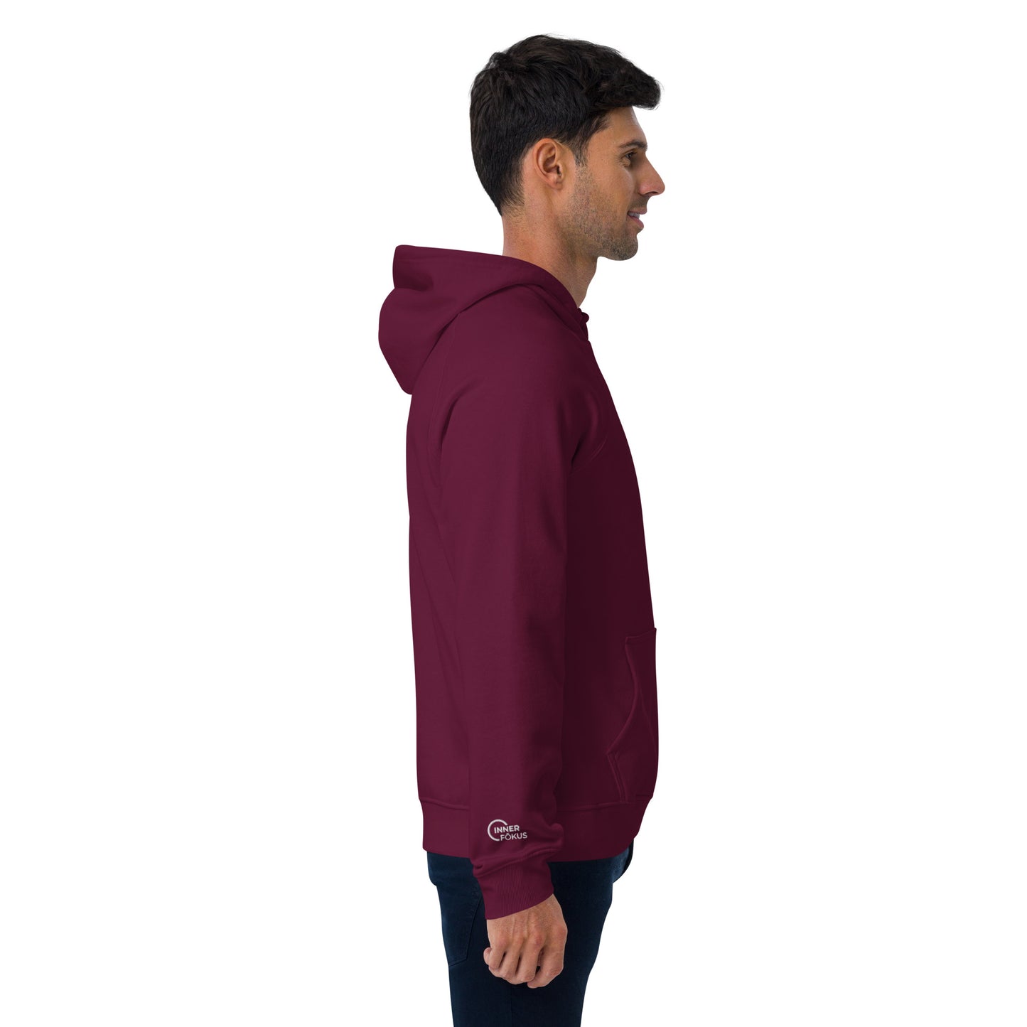 Unisex eco raglan hoodie  (Large Embroidered IF Chest Logo - White Thread)
