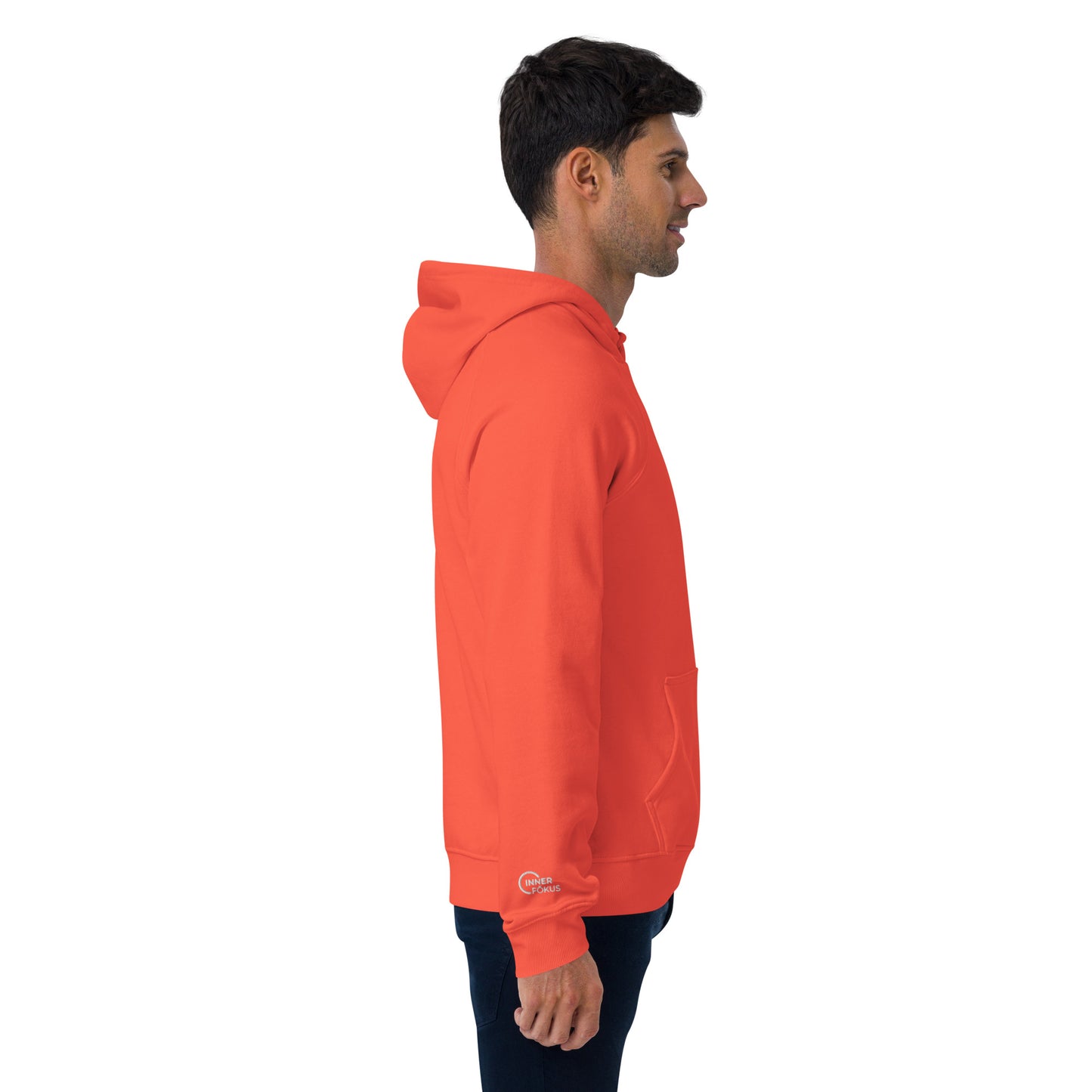 Unisex eco raglan hoodie  (Large Embroidered IF Chest Logo - White Thread)