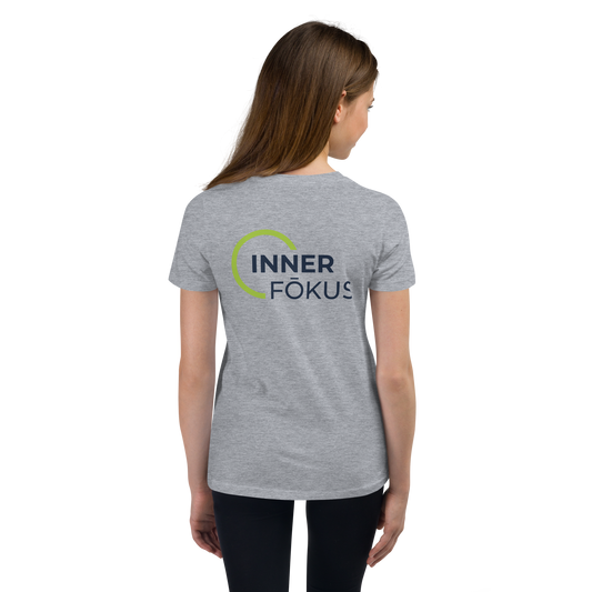 Youth Short Sleeve T-Shirt (Large Back Green & Navy Logo)