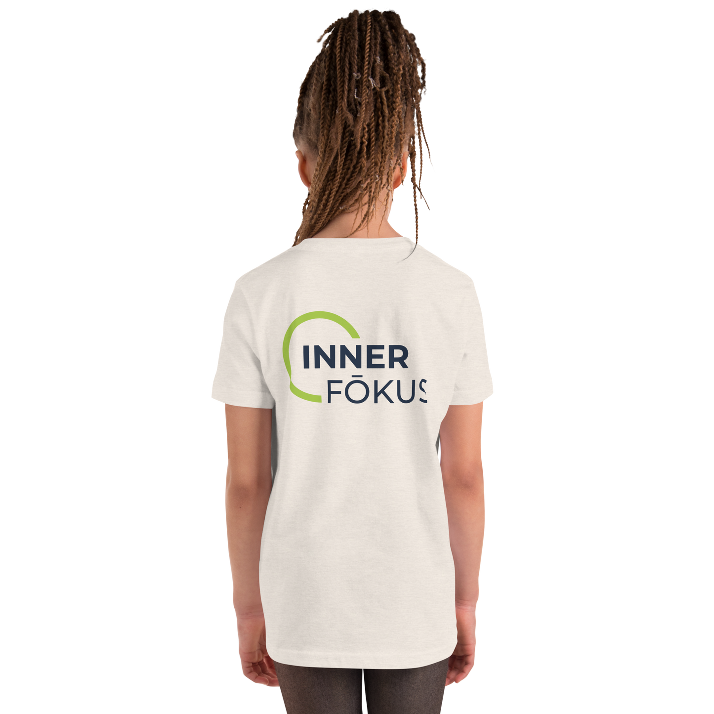 Youth Short Sleeve T-Shirt (Large Back Green & Navy Logo)