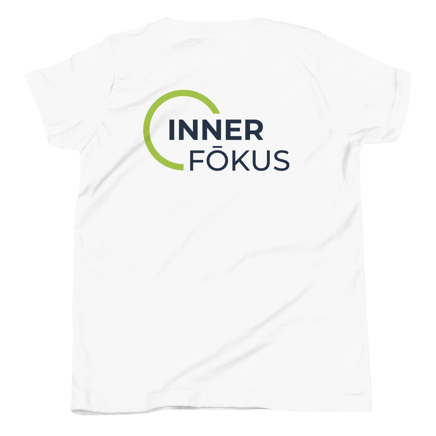 Youth Short Sleeve T-Shirt (Large Back Green & Navy Logo)